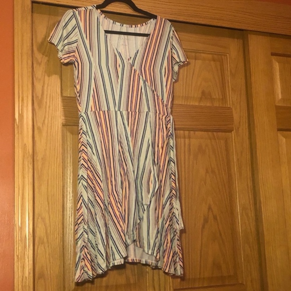 Decree Faux Wrap Striped‎ Dress